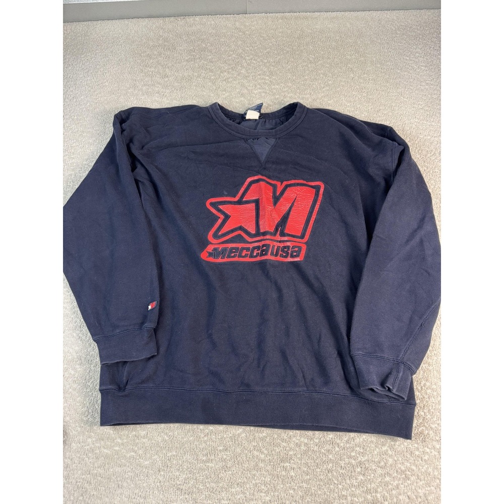 Mecca USA Sweatshirt Mens 2XL‎ Navy Blue Crewneck Pullover Big Logo Streetwear